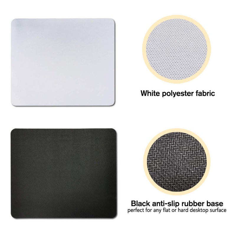 A-SUB Sublimation Mouse Pad Blank Rectangular Blanks 12 pcs for Sublimation Transfer Heat Press Printing Crafts 24x20x0.2cm White - Image 2